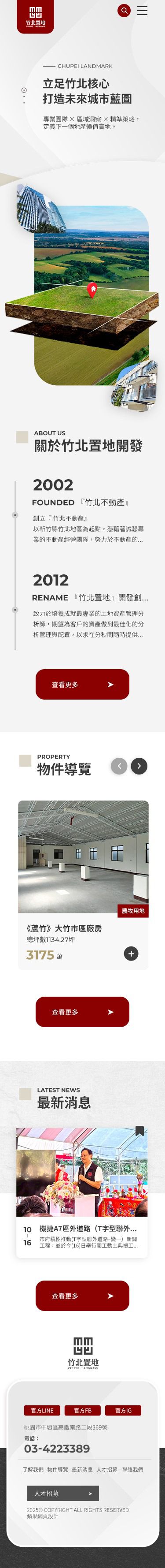 竹北置地開發手機版網站畫面